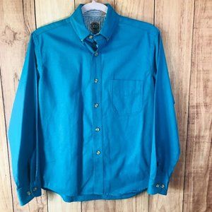 Rod’s Western Long Sleeve Button Down Shirt Blue Teal 100% Cotton Boy’s Size XL
